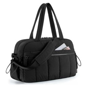 Black large capacity slit fluffy shoulder bag, waterproof portable luggage tote bag, multi zipper pocket design, sports and fitness travel handba