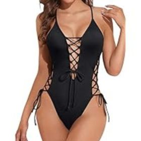 European And American Sexy Backless Siamese Bikini Swimsuit (Option: Black-S)