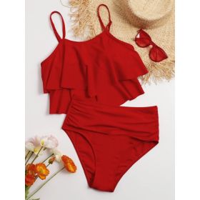 Women's Two-piece Casual Swimsuit P279-02 (Option: Red-XL)