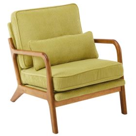 Low Arm Accent Chair - Olive Green Corduroy Upholstered Indoor Lounge Chair, Compact Single Seater With Sturdy Frame - 330LBS Weight Capacity (Option: Defaulttitle)