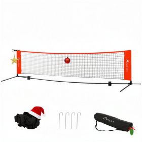 10ft Portable Soccer Tennis/Pickleball/Badminton/Mini Tennis Net w/ Sideline for Training with Included Storage Bag, Red (Option: Black, Red-840x180x140 mm)