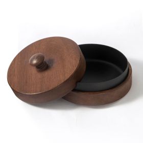 Wooden Trendy Unique Black Walnut Ashtray With Lid (Option: Black Liner With Handle)